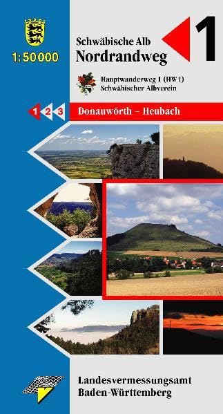 Karte des Schwäbischen Albvereins Nordrandweg 1 : 50 000 Wanderkarte Leisure, Home & Garden