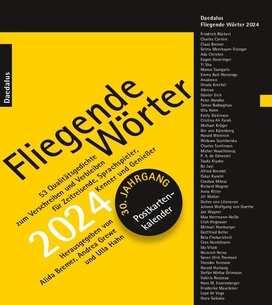 Fliegende Wörter 2024: 53 Qualitätsgedichte zum Verschreiben und Verbleiben. Postkartenkalender book