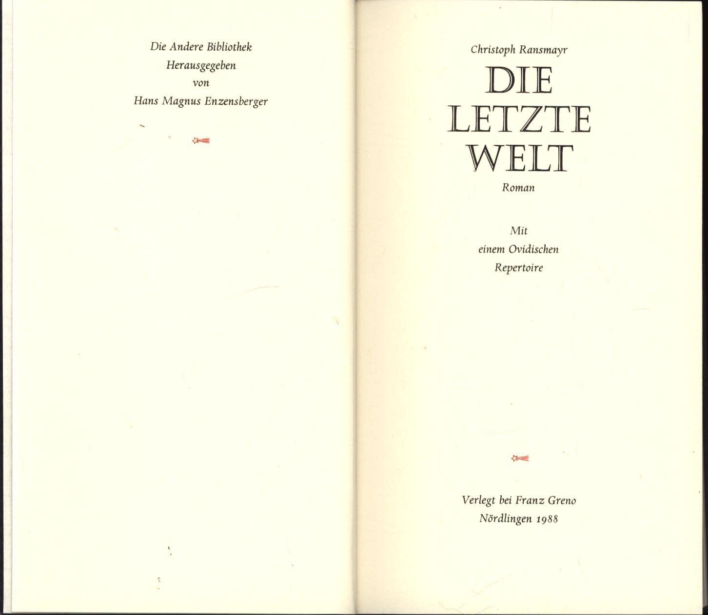 Die letzte Welt - Roman Contemporary literature