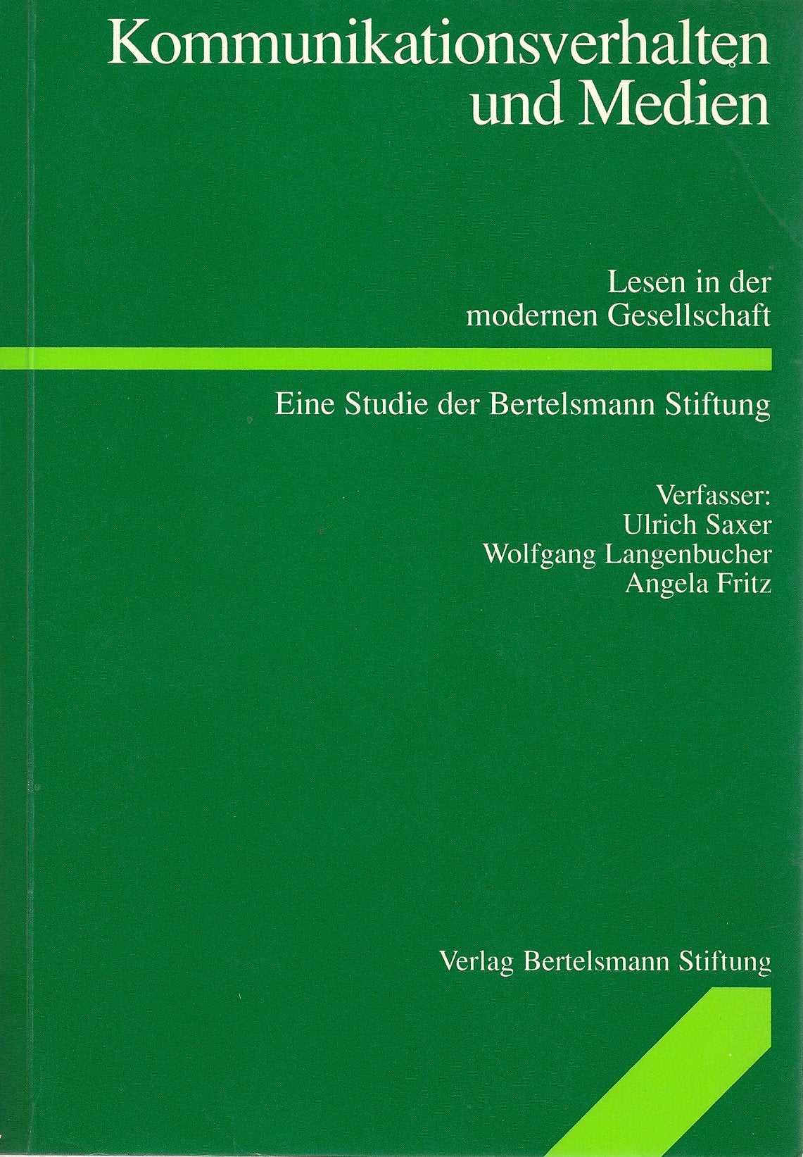 Kommunikationsverhalten und Medien: Lesen in der modernen Gesellschaft. Eine repräsentative Studie Politics & History