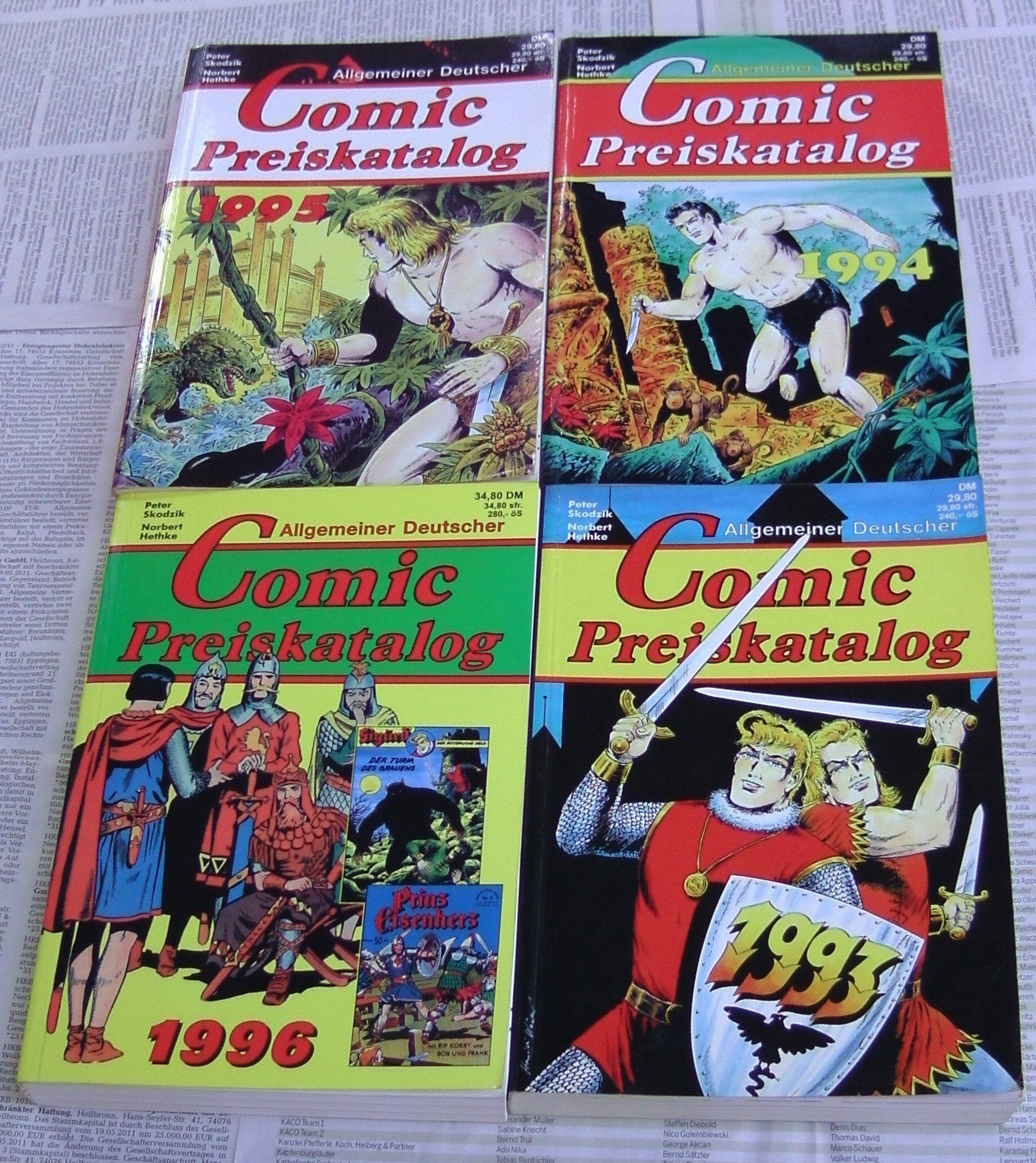 4 x Allgemeiner Deutscher COMIC PREISKATALOG 1993 - 1994 - 1995 - 1996 Books