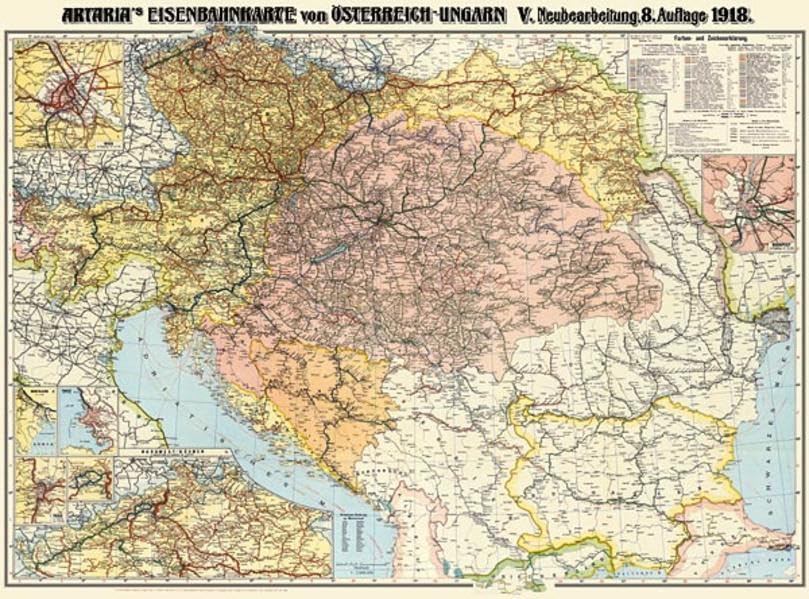 Eisenbahnkarte Österreich-Ungarn und Balkanstaaten 1918: Restaurierter Reprint der Originalkarte als Poster auf Kunstdruckpapier im Format 59 x 84 cm, ... (Sammler-Edition Historische Eisenbahnkarten) Leisure, Home & Garden