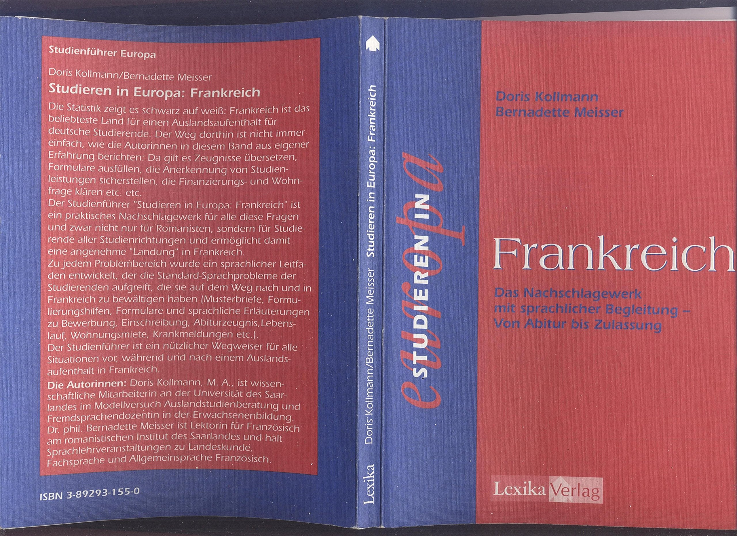Studieren in Europa : Frankreich. Das praktische Nachschlagewerk mit sprachlicher Begleitung für Studierende aus Deutschland General education