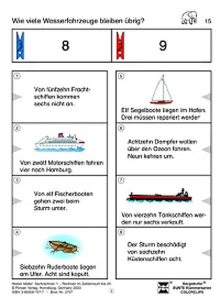 Sachrechnen 1: Rechnen im Zahlenraum bis 20 (1. und 2. Klasse) (Bergedorfer® Colorclips) Learning & Reference