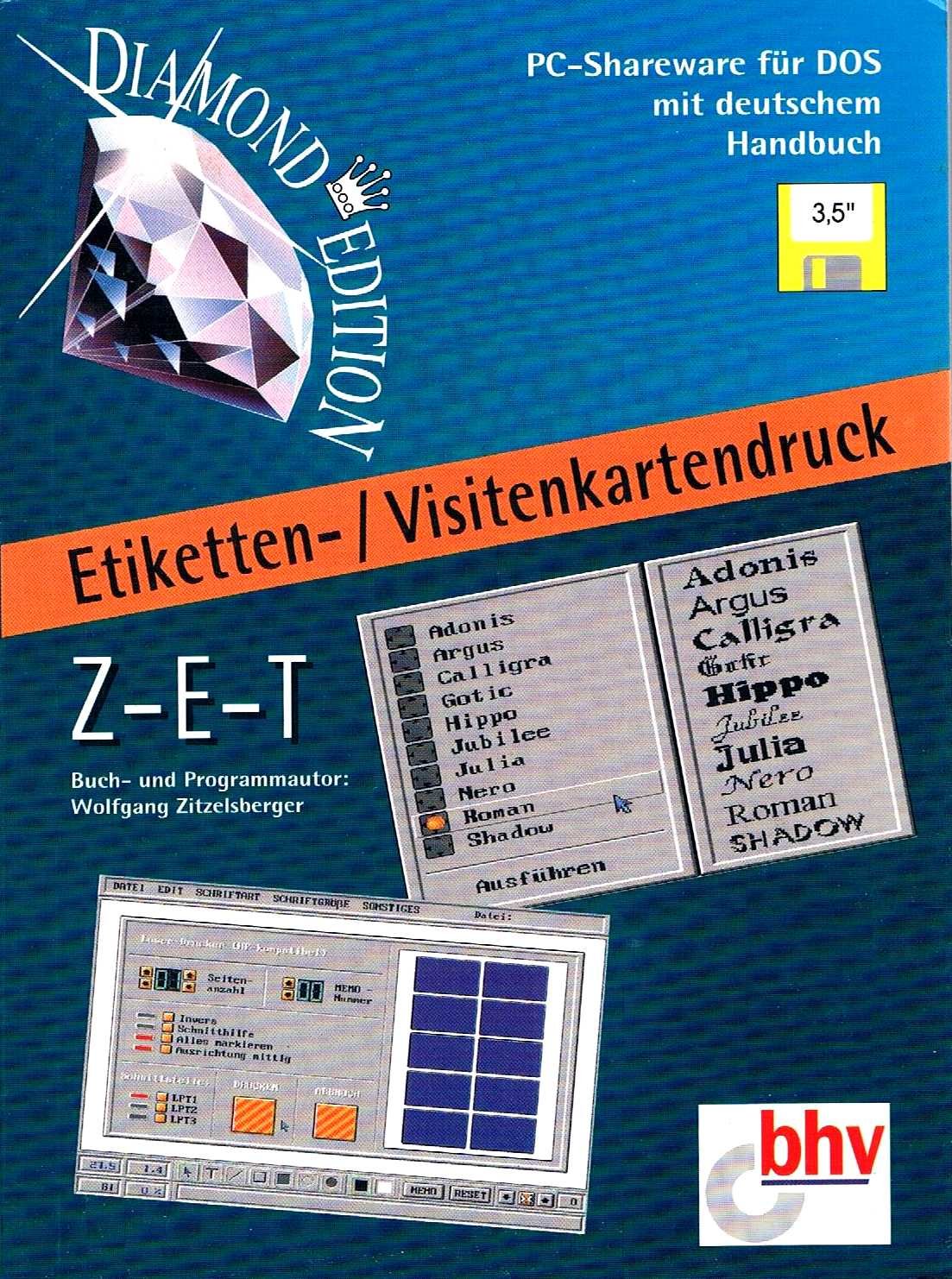 Z- E- T Etiketten- / Visitenkartendruck. 3 1/2'- Diskette und Handbuch Hobbies & Crafts