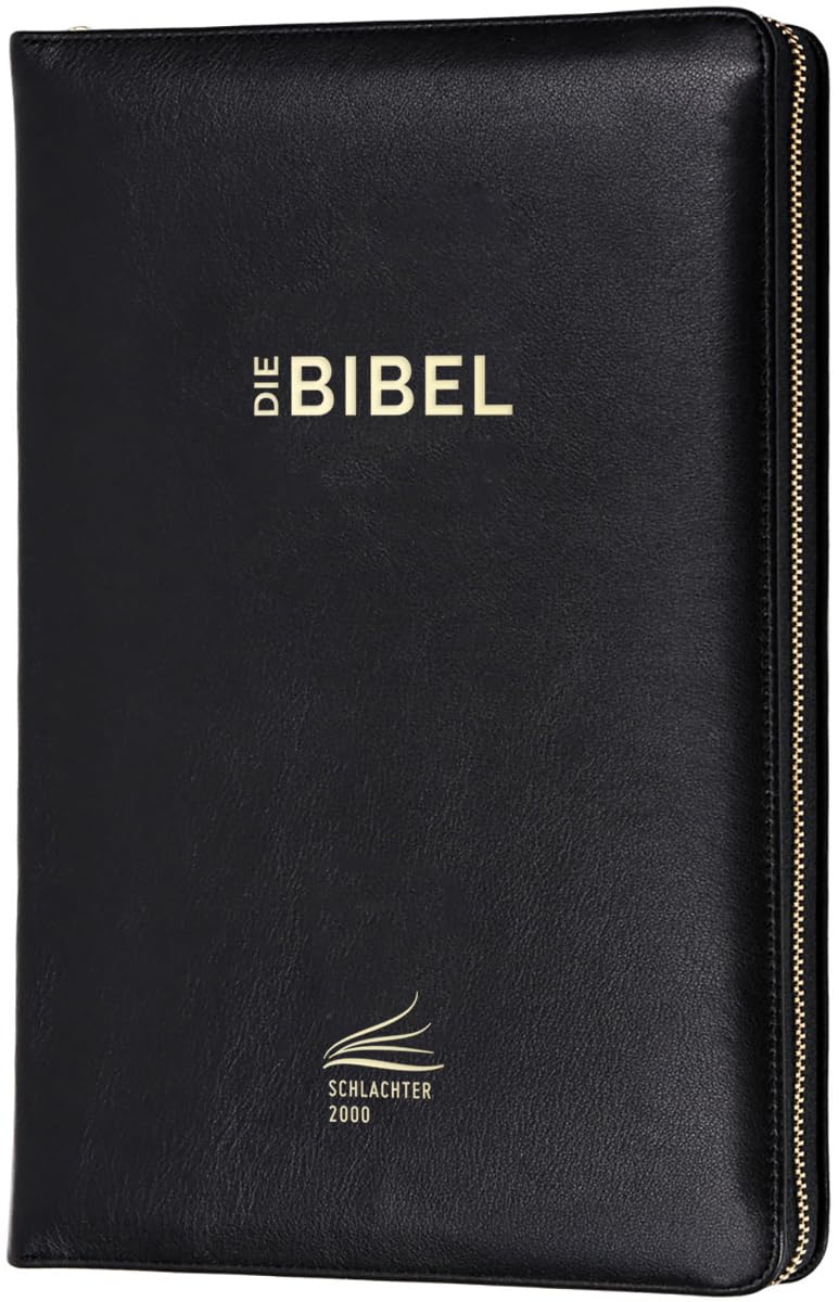 Schlachter 2000 Bibel - Standardausgabe (Kalbsleder, Goldschnitt, mit Reißverschluss, schwarz) Religion & Esotericism