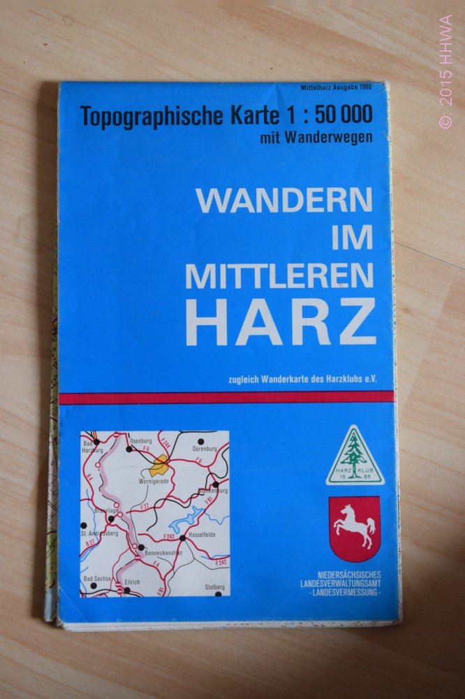 Topographische Karte 1:50 000 mit Wanderwegen. Wandern im Mittleren Harz Maps & Plans