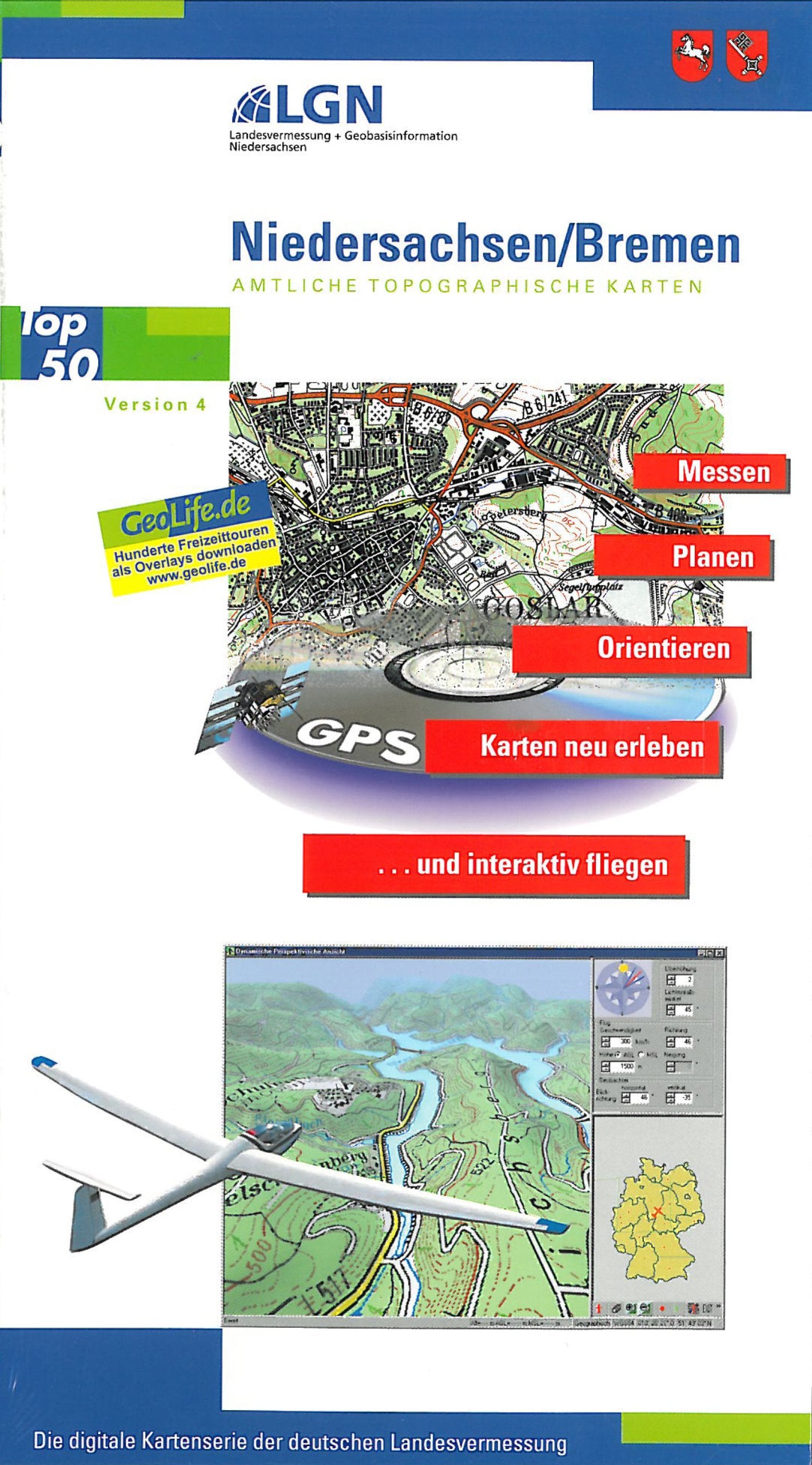 Top 50 Niedersachsen /Bremen: Niedersachsen und Bremen flächendeckend auf CD-ROM im Massstab 1:50000 Maps & Plans