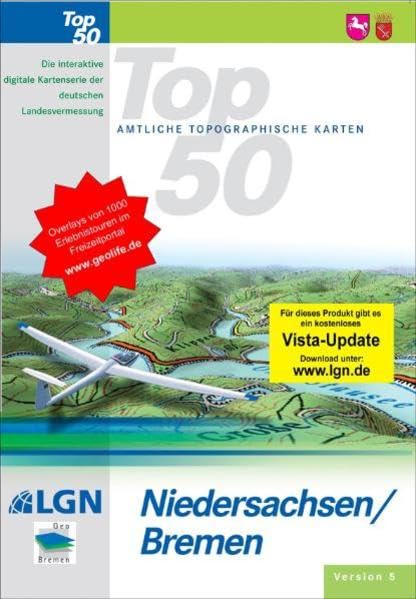 Top50 Niedersachsen/Bremen: Niedersachsen und Bremen flächendeckend auf DVD im Maßstab 1:50000: Für Windows 2000/XP/Vista (Topographische Karten Niedersachsen auf DVD) Leisure, Home & Garden