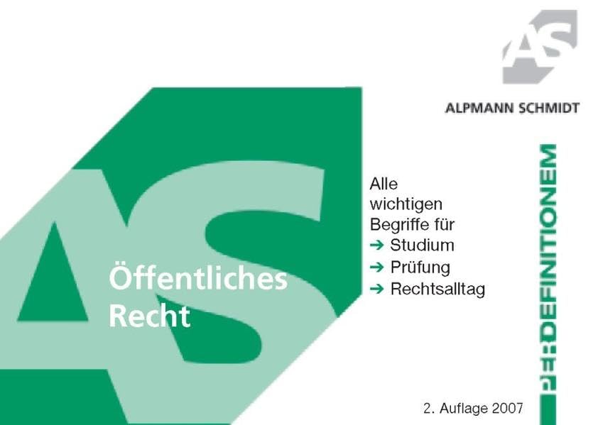 Definitionen Öffentliches Recht: Begriffe für Studium, Prüfung und Rechtsalltag (Alpmann-Cards / Karteikarten) Law