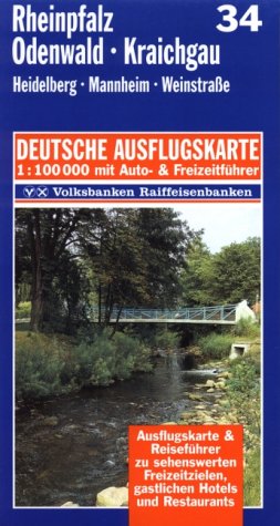 Rheinpfalz, Odenwald, Kraichgau 1 : 100 000. Deutsche Ausflugskarte. Blatt 34. Heidelberg, Mannheim, Weinstraße. Maps & Plans