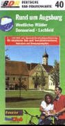 Deutsche Rad-Tourenkarte Blatt 40. Rund um Augsburg. Westliche Wälder, Donauried, Lechfeld Maps & Plans