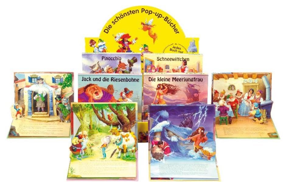 Zauberhafte Märchen Pop-up-Bücher: Display: Schneewittchen /Jack und die Riesenbohne /Die kleine Meerjungfrau /Pinocchio Children's books