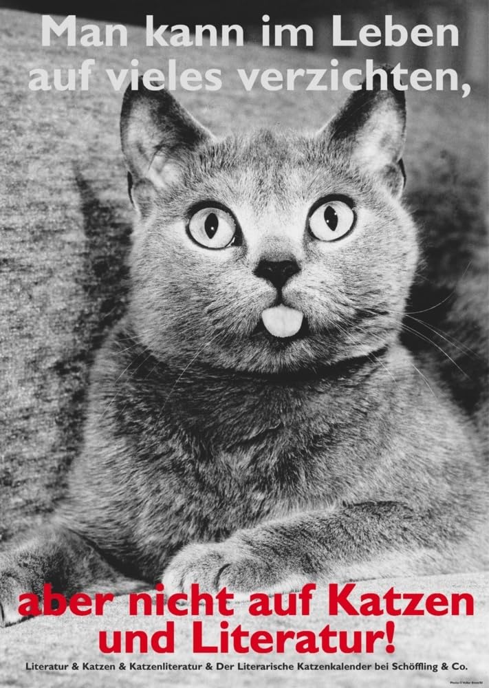 Plakat (VE12, Rolle): Man kann im Leben auf vieles verzichten, aber nicht auf Katzen und Literatur: Katzenplakat (DIN A1) Leisure, Home & Garden