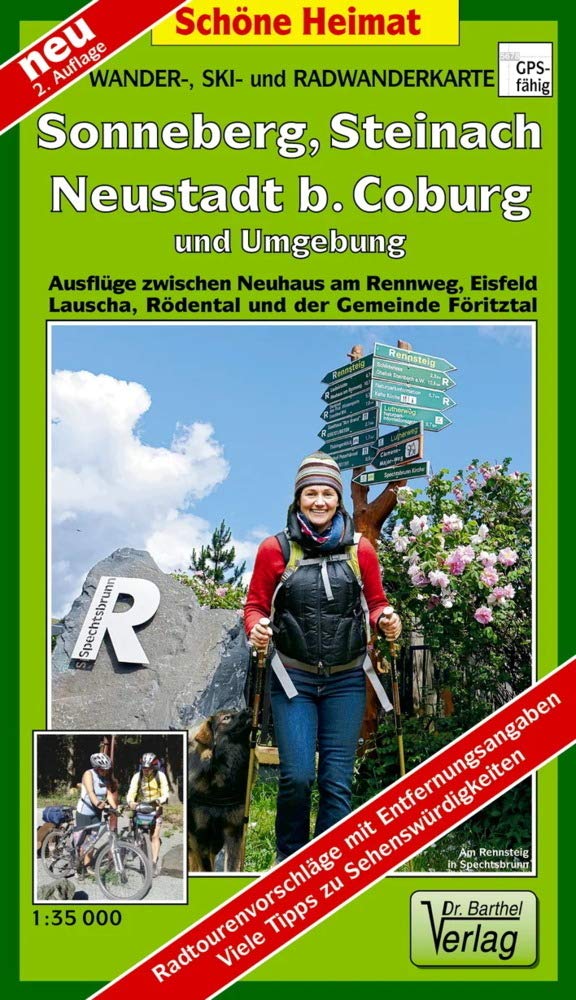 Wander-, Ski- und Radwanderkarte Sonneberg, Steinach, Neustadt b. Coburg und Umgebung: Ausflüge zwischen Neuhaus am Rennweg, Eisfeld, Lauscha, ... Gemeinde Föritztal. 1:35000 (Schöne Heimat) Leisure, Home & Garden