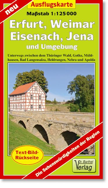 Erfurt, Weimar, Eisenach, Jena und Umgebung 1 : 125 000 Ausflugskarte Leisure, Home & Garden