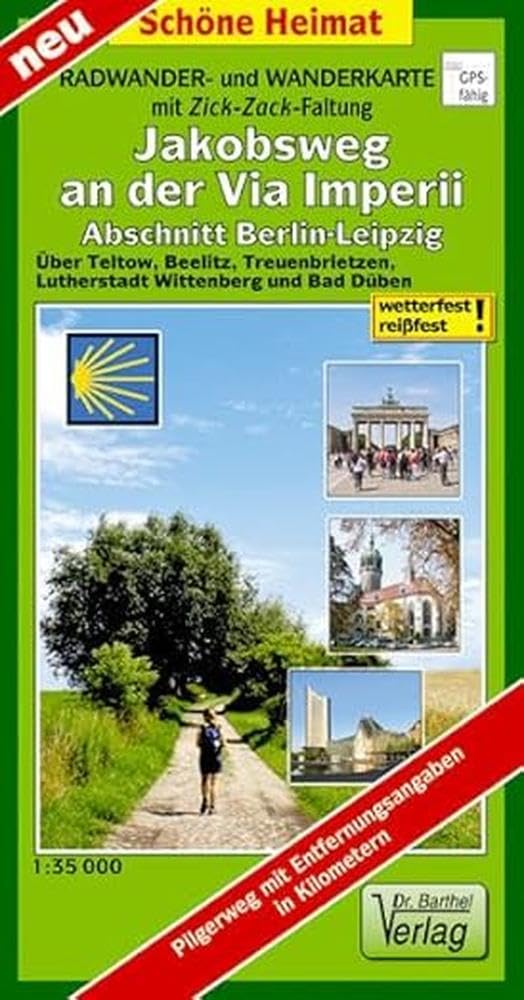 Radwander- und Wanderkarte Jakobsweg an der Via Imperii, Abschnitt Berlin-Leipzig 1 : 35 000 LZ bis 2022 Leisure, Home & Garden