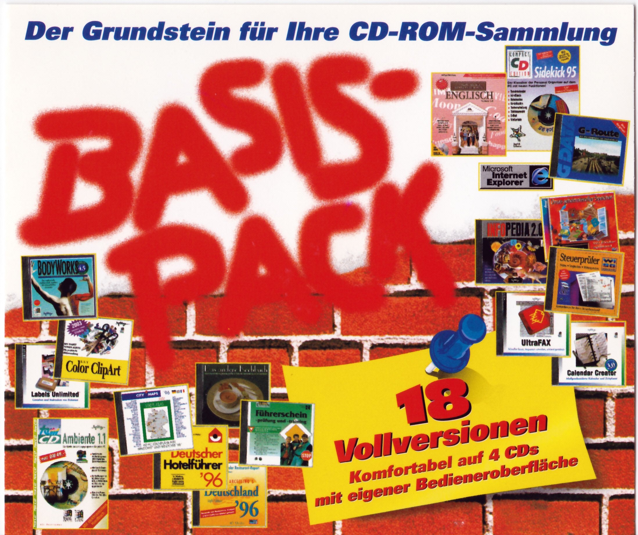 Basis-Pack, 4 CD-ROMs: Der Grundstein für Ihre CD-ROM-Sammlung. 18 Vollversionen. Für DOS ab 3.3, Windows 3.1x u. Windows 95 Books