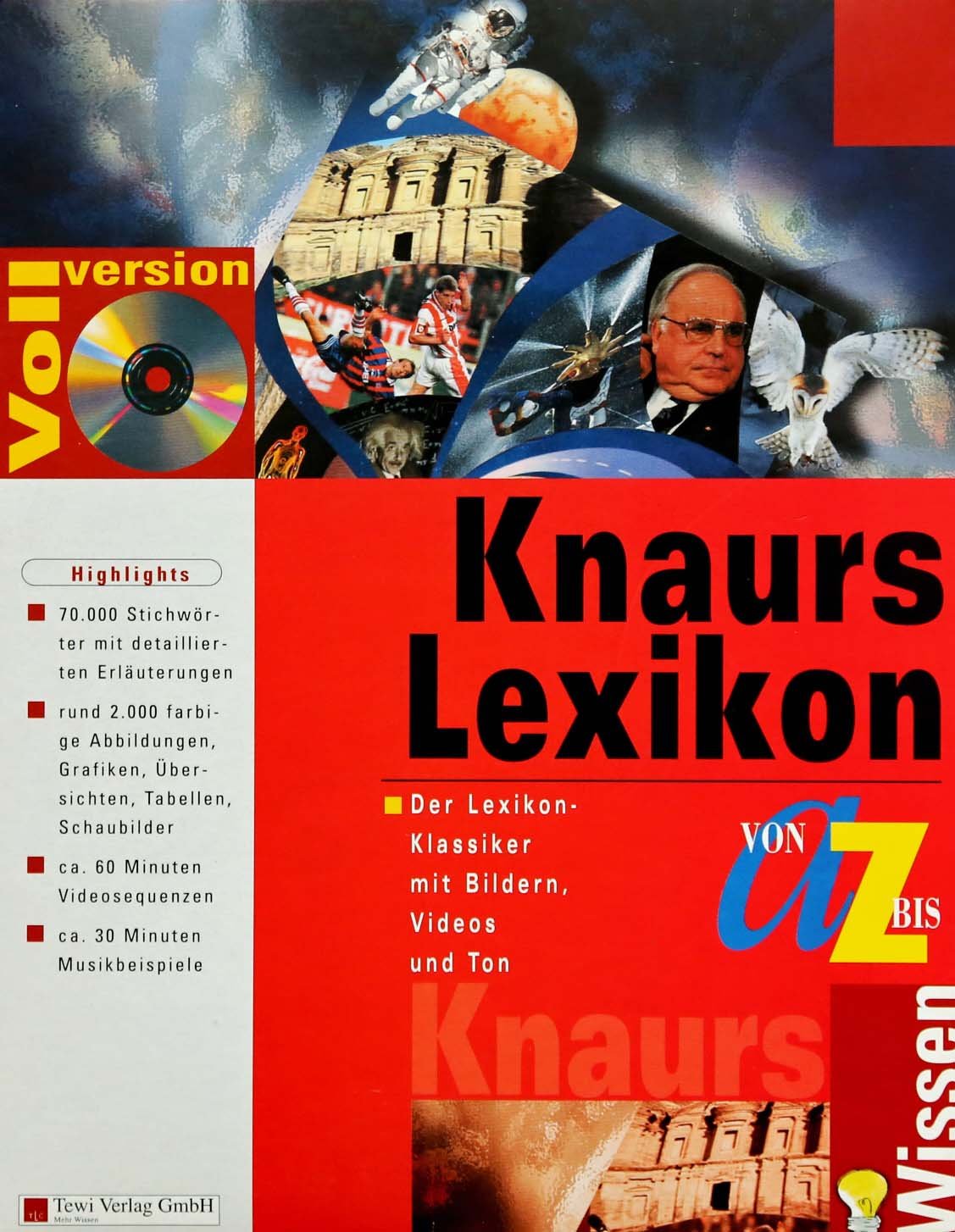 Knaurs Lexikon von A-Z, Ausgabe 1998, 1 CD-ROM in Cartbox: Nachschlagen mit allen Sinnen. 70.000 Stichwörter. Für Windows 3.1/95 Learning & Reference