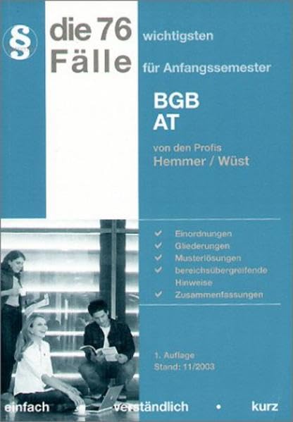 Die 76 wichtigsten Fälle zum BGB AT book