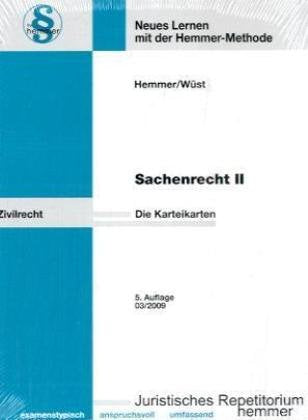 Sachenrecht 2. Karteikarten: Übereignung beweglicher Sachen. Vormerkung. Dingliches Vorkaufsrecht. Dienstbarkeiten. Hypothek. Grundschuld u.a Books