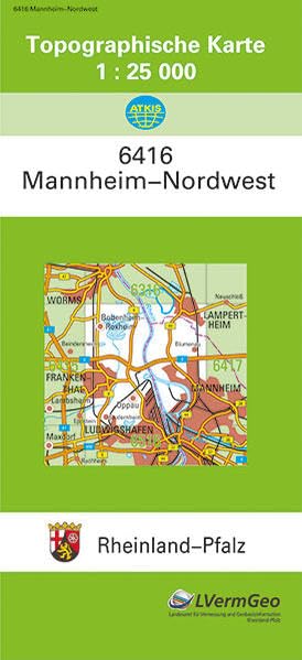 TK25 6416 Mannheim-Nordwest: Topographische Karte 1:25000 (Topographische Karten 1:25000 (TK 25) Rheinland-Pfalz (amtlich): Mehrfarbige Ausgabe) Leisure, Home & Garden