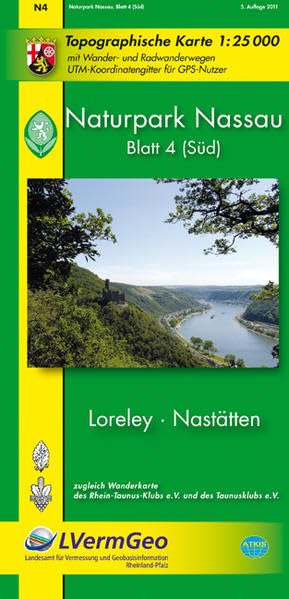 Naturpark Nassau 4 (Süd). Loreley 1 : 25 000. Wanderkarte Leisure, Home & Garden