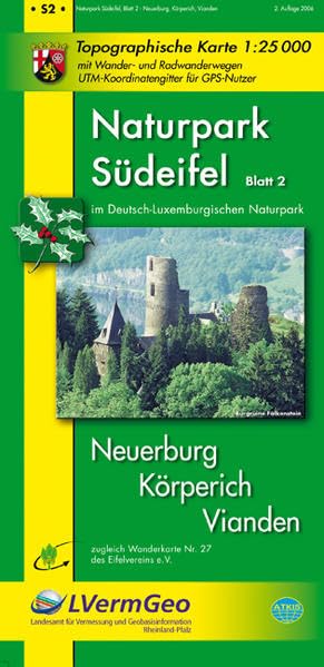 Naturpark Südeifel /Neuerburg, Körperich, Vianden (WR): Naturparkkarte 1:25000 mit Wander- und Radwanderwegen (Freizeitkarten Rheinland-Pfalz 1:15000 /1:25000) Leisure, Home & Garden