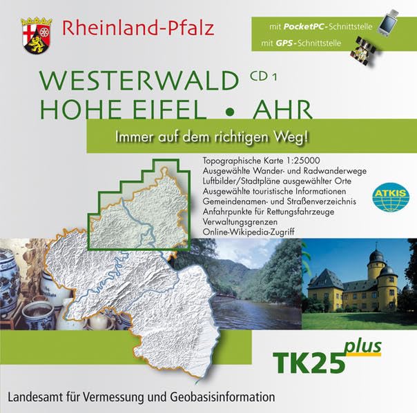 Westerwald, Hohe Eifel, Ahr: Immer auf dem richtigen Weg mit der Topographsichen Karte 1:25000 (Topographische Karten 1:25000 (TK 25) Rheinland-Pfalz (amtlich): Mehrfarbige Ausgabe) Leisure, Home & Garden