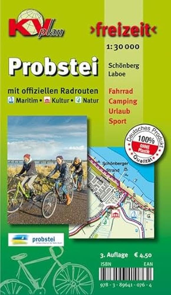 Probstei mit Laboe und Schönberg: 1:25.000 Rad- und Urlaubskarte: KVplan, Radkarte/Freizeitkarte/Radroutenkarte für Maritim-, Kultur- und Natur-Route, 1:30.000 (KVplan Schleswig-Holstein-Region) Leisure, Home & Garden