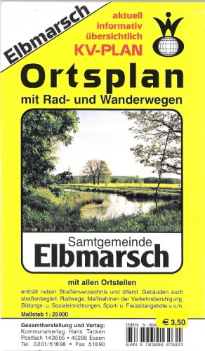 Elbmarsch. Ortsplan 1:25000. Mit Rad- und Wanderwegen, Freizeitmöglichkeiten Maps & Plans
