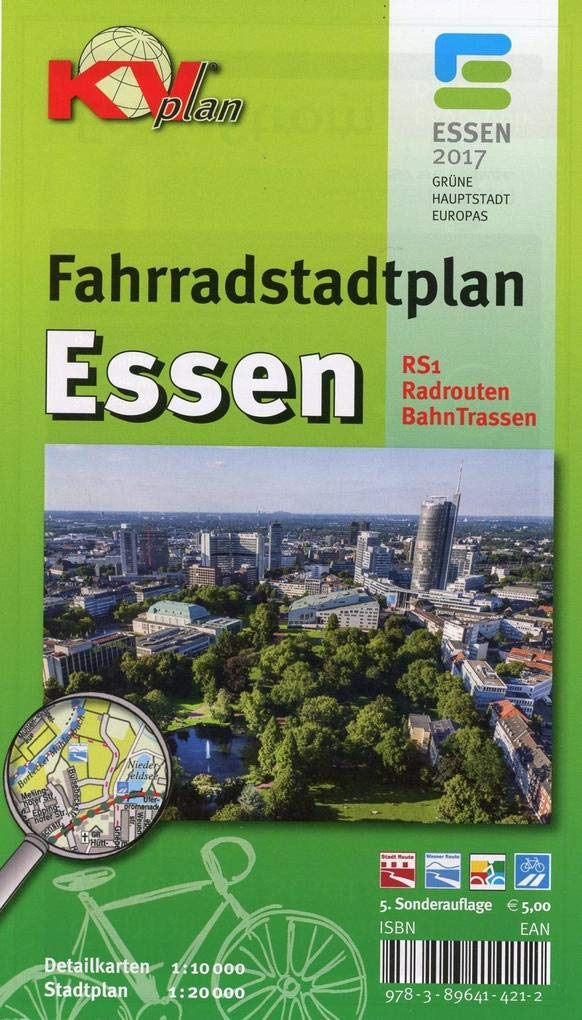 Essen - Fahrradstadtplan: KVplan, Radkarte/Wanderkarte/Stadtplan, 1:20.000 / 1:10.000, inkl. RS1, allen Radrouten und ehem. Bahntrassen: 1:20.000 ... Sonderausgaben: Reiterkarten, Atlanten) Leisure, Home & Garden Books