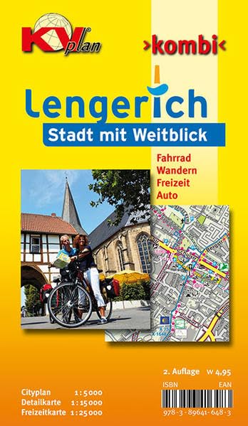 Lengerich: 1:15.000 Stadtplan mit Freizeitkarte 1:25.000, Radrouten des Radelpark Münsterland und Wanderwege des Teutoburger Waldes, Cityplan 1:5.000. (KVplan Münsterland-Region) Leisure, Home & Garden