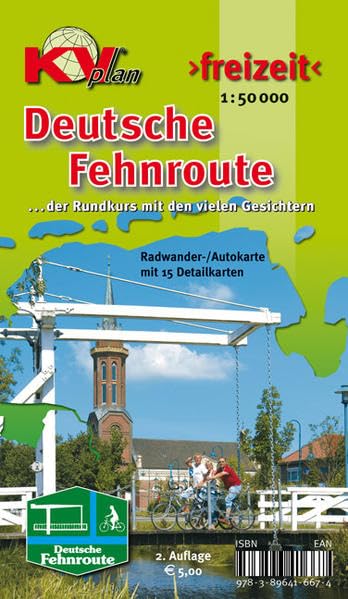 Fehnroute: Radwander-/Autokarte mit 15 Detailkarten der Deutschen Fehnroute, 1:50.000 (KVplan Ostfriesland-Region) Leisure, Home & Garden