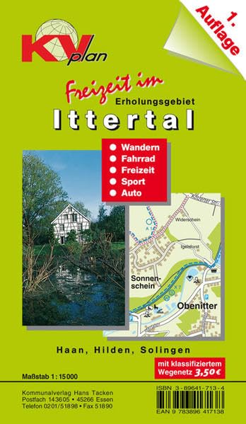 Ittertal: 1:15.000 Freizeitkarte mit Straßennamen: Haan, Hilden, Solingen. Wandern, Fahrrad, Freizeit, Sport, Auto (KVplan-Kombi-Reihe) Leisure, Home & Garden