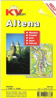 Altena. 1:15000. Stadtplan mit Freizeitkarte 1:25000. Mit Rad- und Wanderwegen. Höhenlinien Maps & Plans