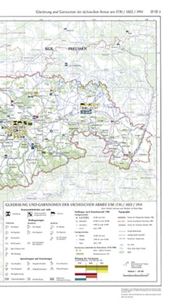 Gliederung und Garnisonen der sächsischen Armee 1:400 000 mit Beiheft (D III 3): Atlas zur Geschichte und Landeskunde von Sachsen Politics & History