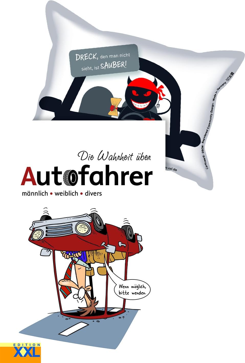 Die Wahrheit über Autofahrer (Buch) mit Scheibenschwamm: männlich • weiblich • divers Humour & Satire