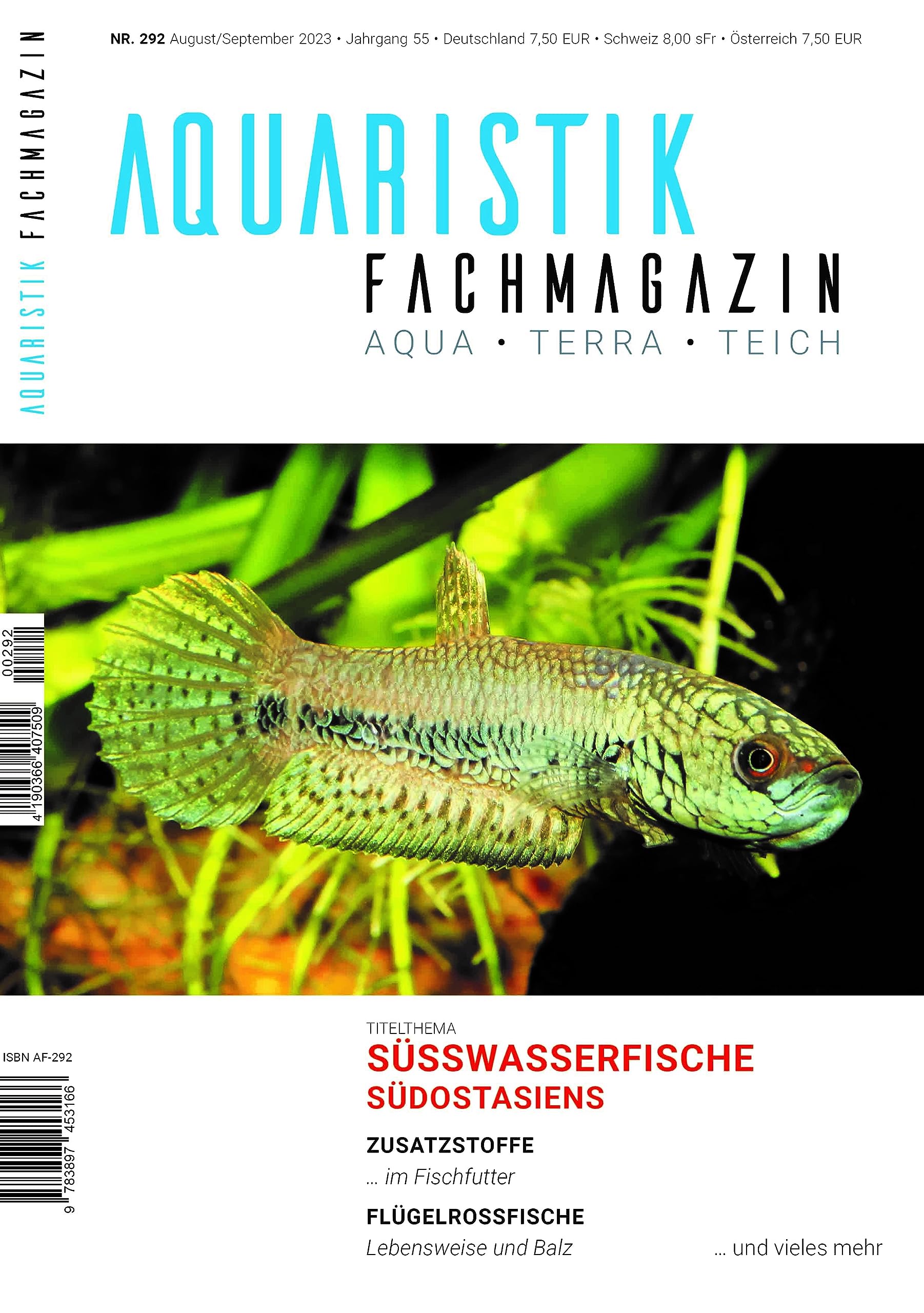 Aquaristik-Fachmagazin, Ausgabe Nr. 292 (August/September 2023), Titelthema: Süßwasserfische Südostasiens und viele weitere Artikel auf rund 100 Seiten Books