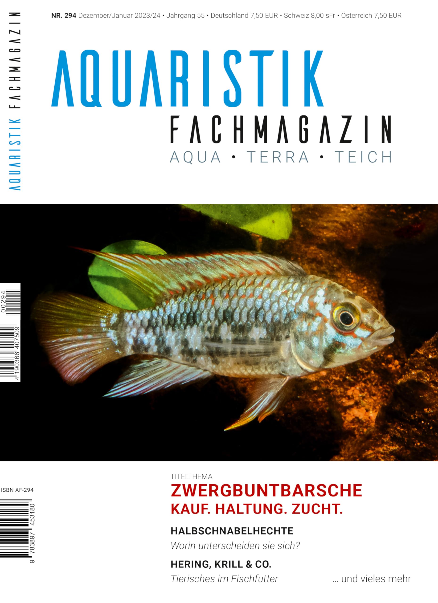 Aquaristik-Fachmagazin, Ausgabe Nr. 294 (Dezember 2023/Januar 2024), Titelthema: Zwergbuntbarsche - Kauf, Haltung & Zucht und viele weitere Artikel auf rund 100 Seiten Books