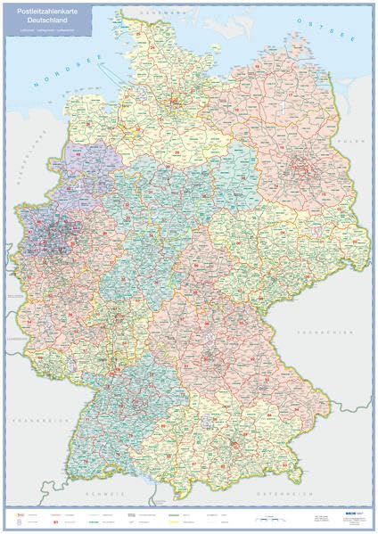 Übersichtskarte der Postleitzahlen 1 : 1 000 000. Gefalzt Leisure, Home & Garden