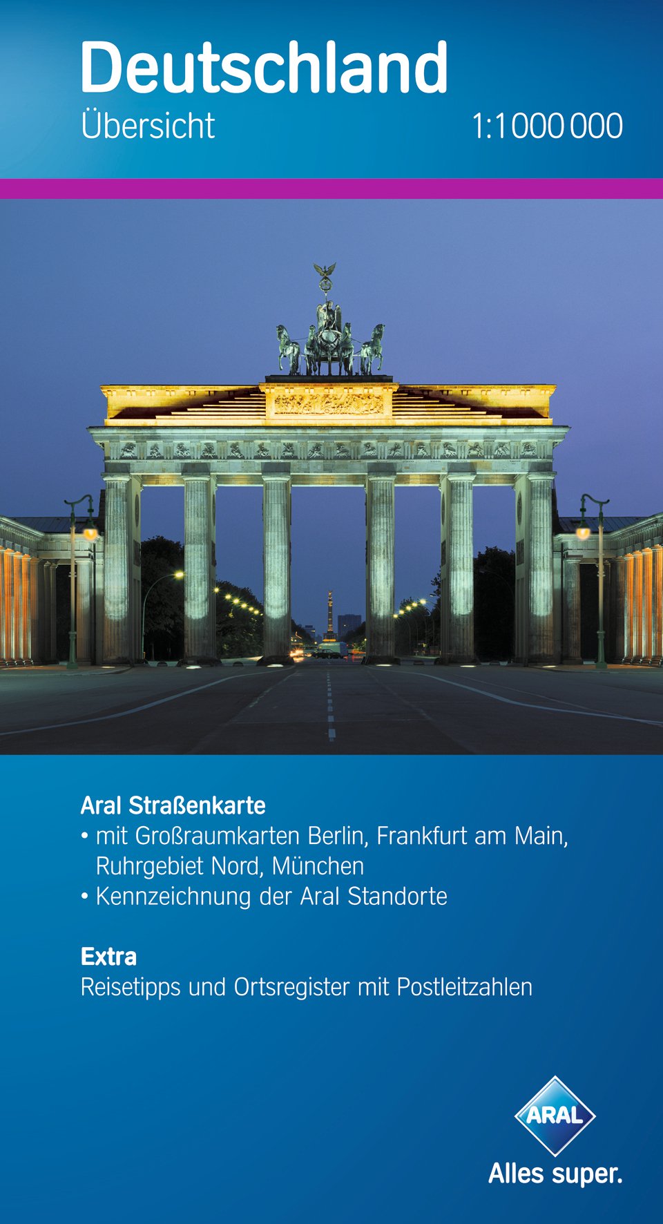 Aral Übersichtskarte Deutschland / 1:1 000 000 / Großraumk. Rhein-Ruhr, Frankfurt am Main, Berlin, München. Extra: Reisetipps und Ortsregister mit PLZ Leisure, Home & Garden