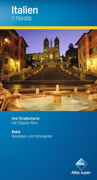 Aral Straßenkarte Italien / 1:750 000 / Mit Cityplan Rom / Mit Infoheft inkl. Ortsregister, Reisetipps und Entfernungsangaben Leisure, Home & Garden