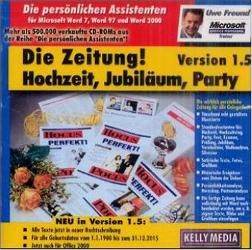 Die Zeitung! Hochzeit, Jubiläum, Party, Version 1.5, 1 CD-ROM Für Windows 95/98/2000/NT4.0 mit Word 7/97/2000 Web & Graphic Design