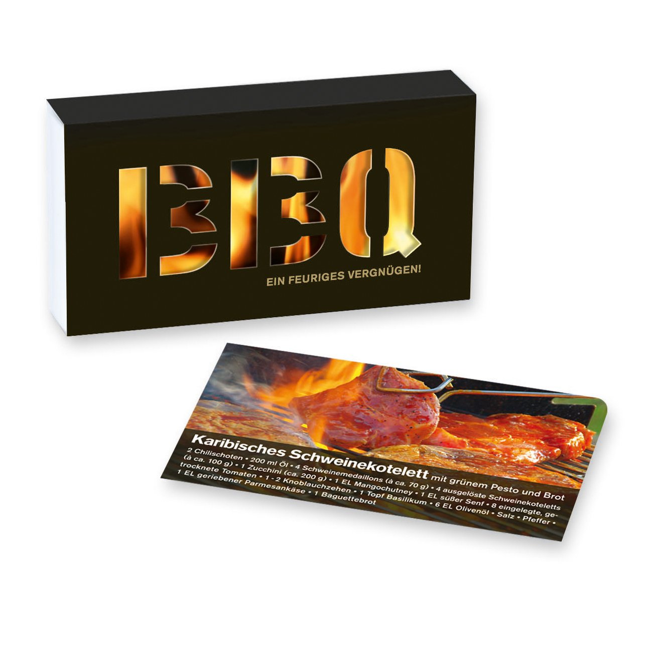 Kochbox BBQ: Eine feuriges Vergnügen!. 37 Rezeptkarten zum Grillen von Fleisch, Fisch, Gemüse - und Desserts Cooking & Enjoying
