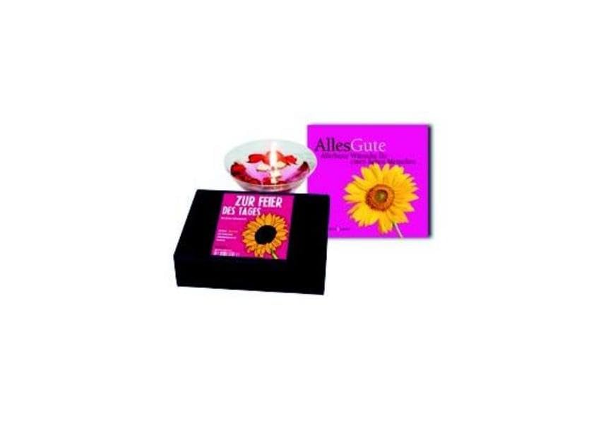 Zur Feier des Tages: Herzlichen Glückwunsch! mit Buch "Alles Gute" und Zauberlicht (Schwimmkerze mit Dochten) (Little Box) Living & Furnishing