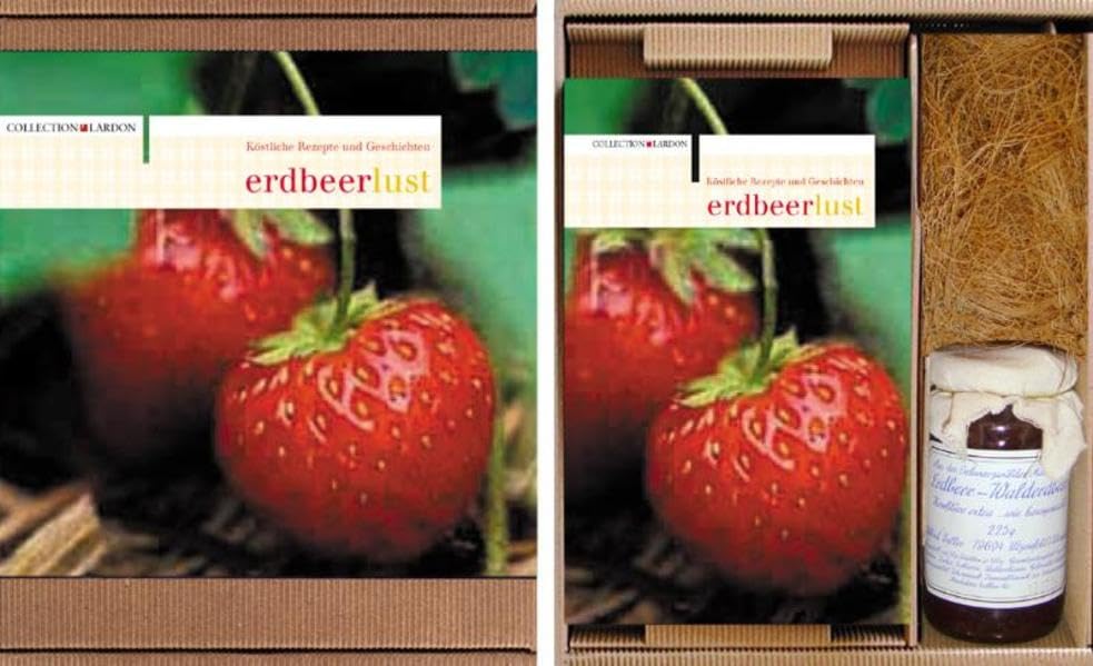 Geschenk-Box: ERDBEERLUST, 40 köstliche Rezepte und Geschichten, mit 1 Glas Walderdbeeren-Konfitüre Cooking & Enjoying