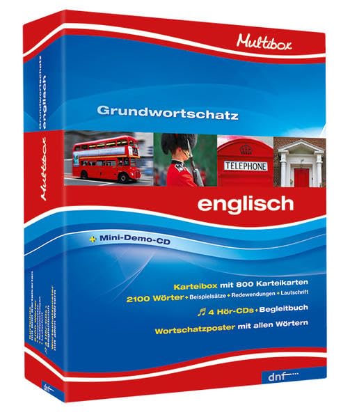 Multibox XXL Grundwortschatz Englisch: Karteikartenbox mit 800 Karteikarten, 4 Hör-CDs und ein Begleitbuch, XXL-Wortschatzposter. Niveau A1 + A2 Learning & Reference