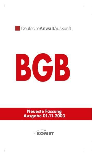 BGB: Neueste Fassung Ausgabe 01.11.2003 book