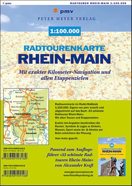 Radtourenkarte Rhein-Main 1 : 100.000: Mit exakter Kilometer-Navigation und allen Etappenzielen von »33 schönste Radtouren Rhein-Main« book